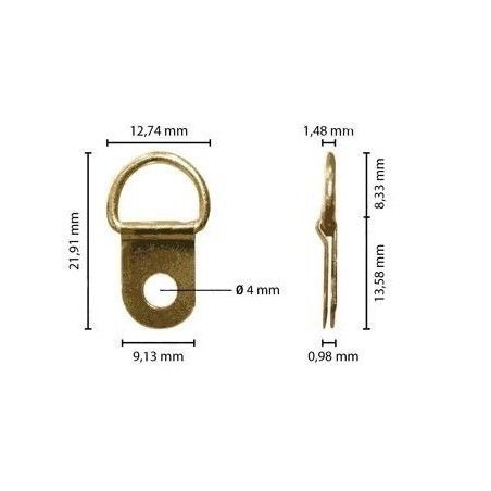 Colgador anilla dorado. 50 ud