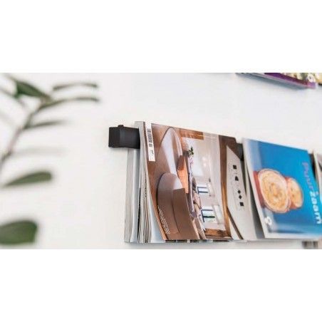 Colgar periodicos revistas folletos con Artiteq Magazine Rail