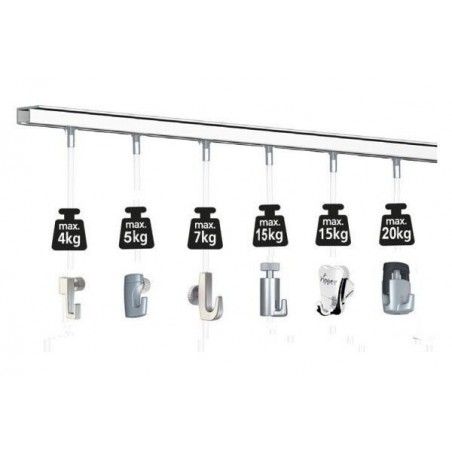 Colgar cuadros del techo con TopRail 200 cm. Blanco.