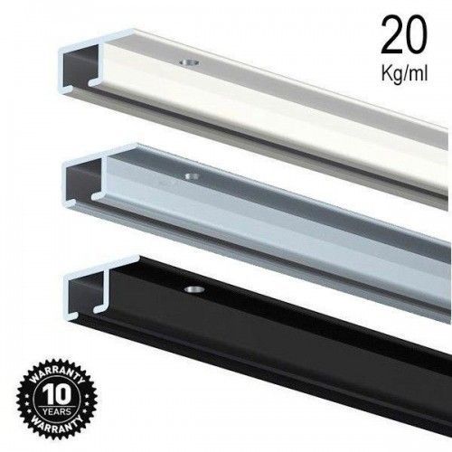 Colgar cuadros del techo con TopRail 200 cm. Blanco.