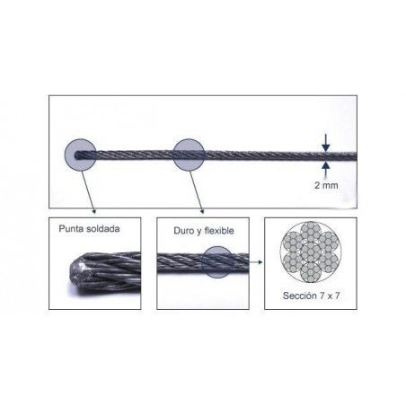 Gancho RECTO con cable de acero