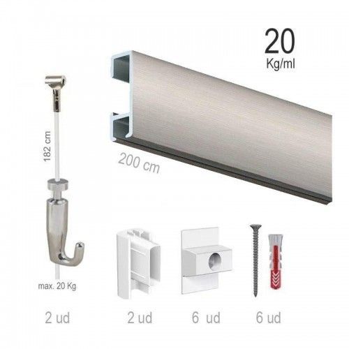 Kit clickRail plata COBRA,nylon, para colgar cuadros.