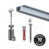 Guias y rieles para colgar cuadros en kits plata mate